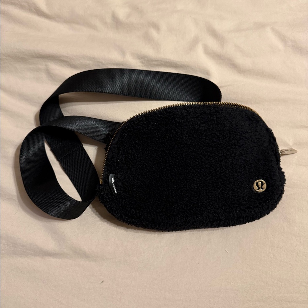 Lululemon Black Belt Bag with Gold Zipper